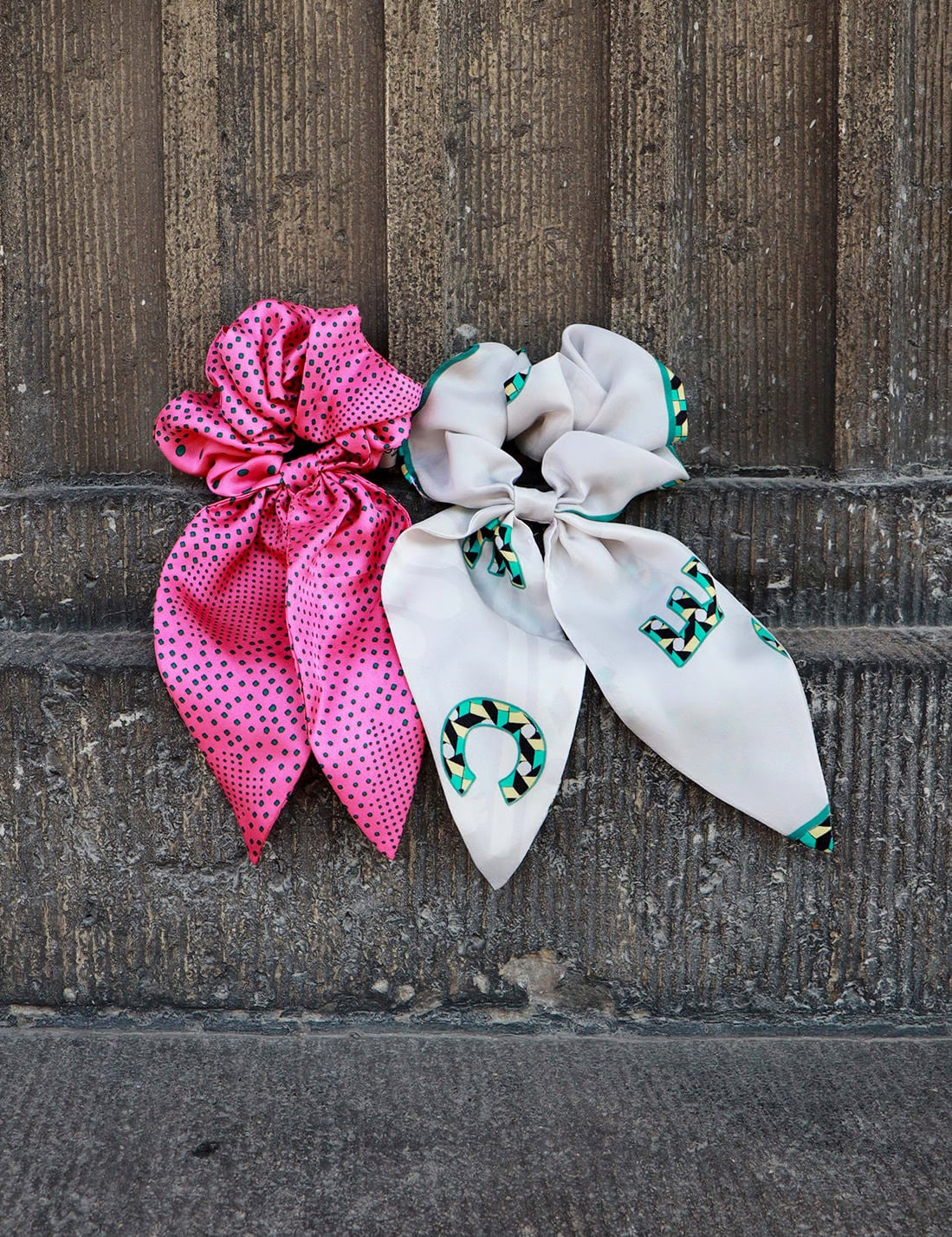 ROECKL hair tie scrunchie heraldic in white suits everyone.