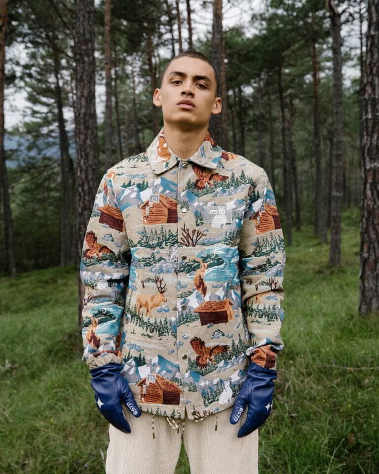 Glove BSTN in blue hair sheep nappa leather