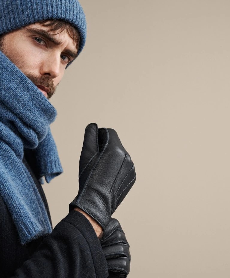 Knitted hat Hemp Rib in blue from a hemp and wool blend