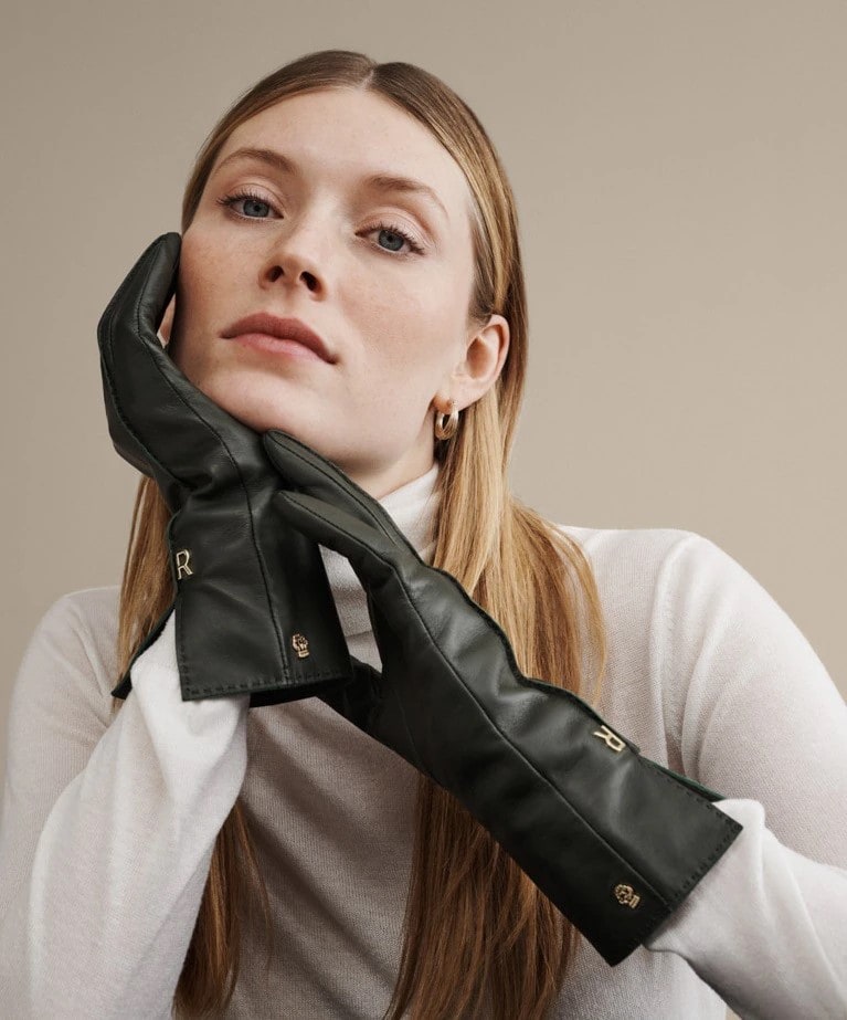 Leather gloves Belfort in black hair sheep nappa leather