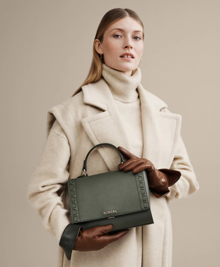 Handbag Olivia in green cowhide leather