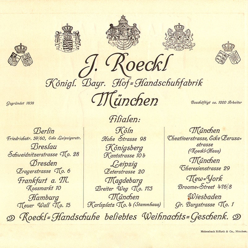 Filialen des Königlich Bayrischen Hoflieferanten Roeckl