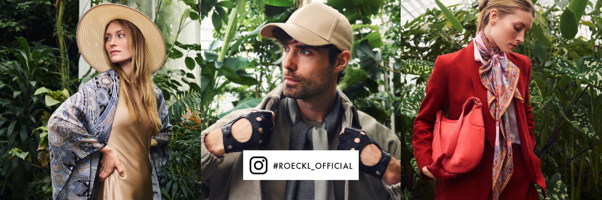 Eine Collage aus mehreren Bildern in denen die Models Handschuhe, Strickaccessoire, Taschen und Tücher präsentieren.