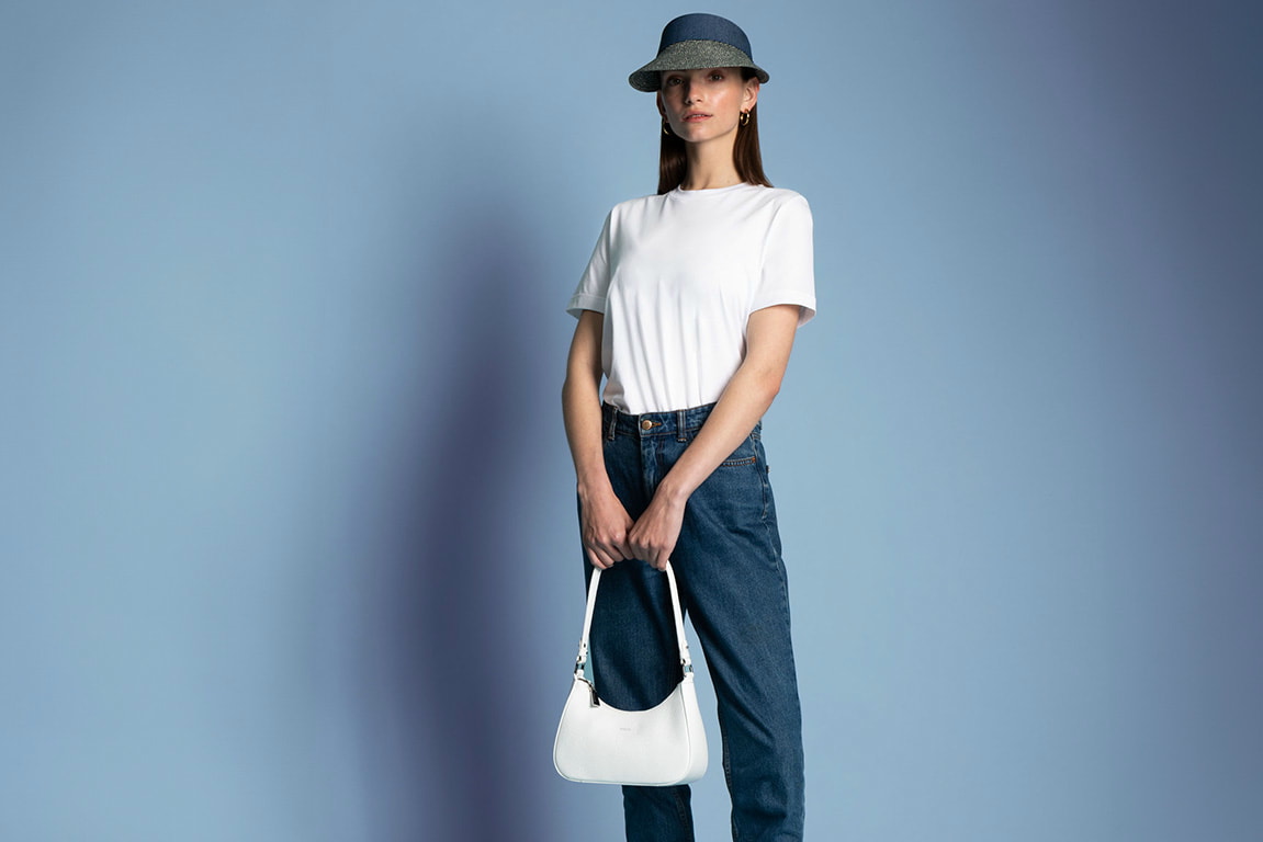 Handbag Cleo in white cowhide nappa leather