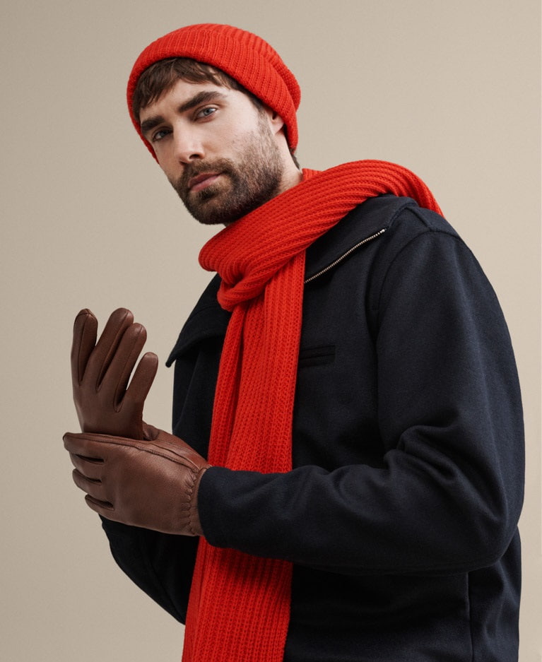 Lederhandschuhe Markham in braun aus Elchleder