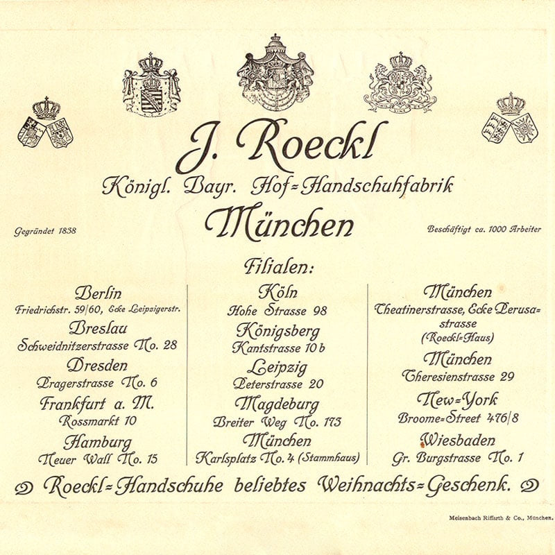 Branches of the Royal Bavarian Court Supplier Roeckl