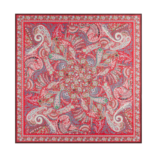 Wool Feather 90x90  - multi scarlet