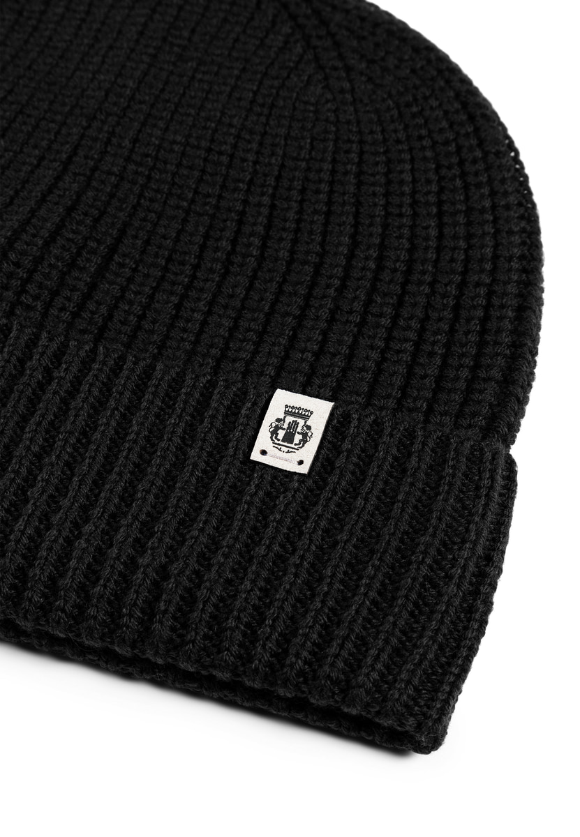 Pure Merino Umschlagmuetze - black