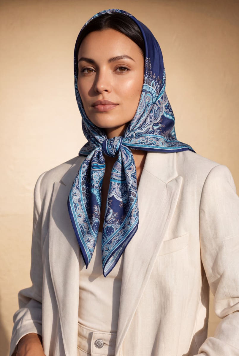Paisley Reflection 90x90  - multi navy