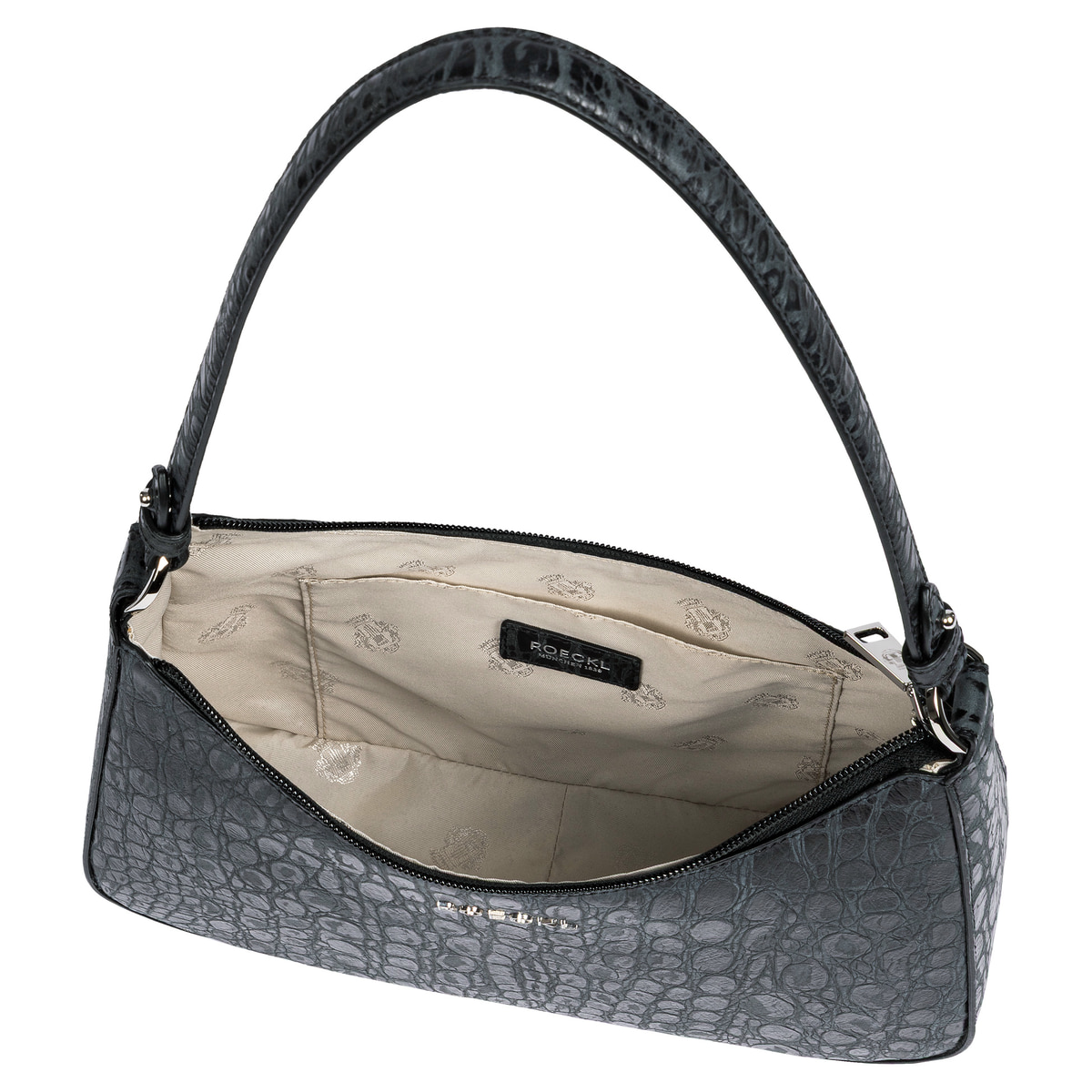 Cleo small Croco silver - black