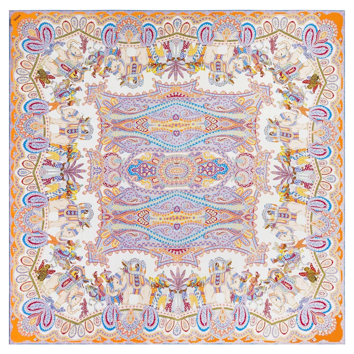 Elephant Parade Silk 140x140 - multi tangerine