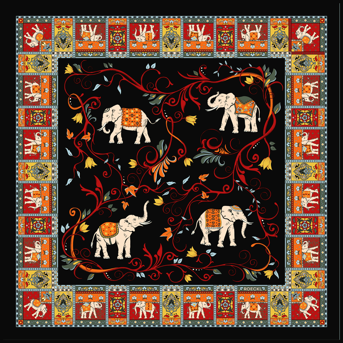 Elephant Celebration 53x53 - multi black