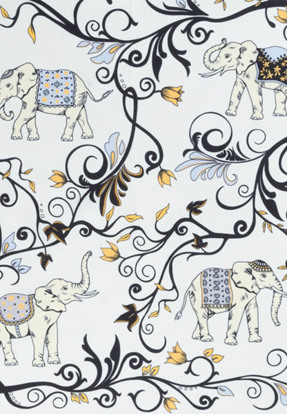 Elephant Celebration 53x53  - white/black