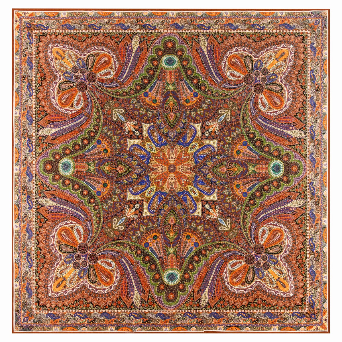 Delicate Paisley 140x140 - multi cognac