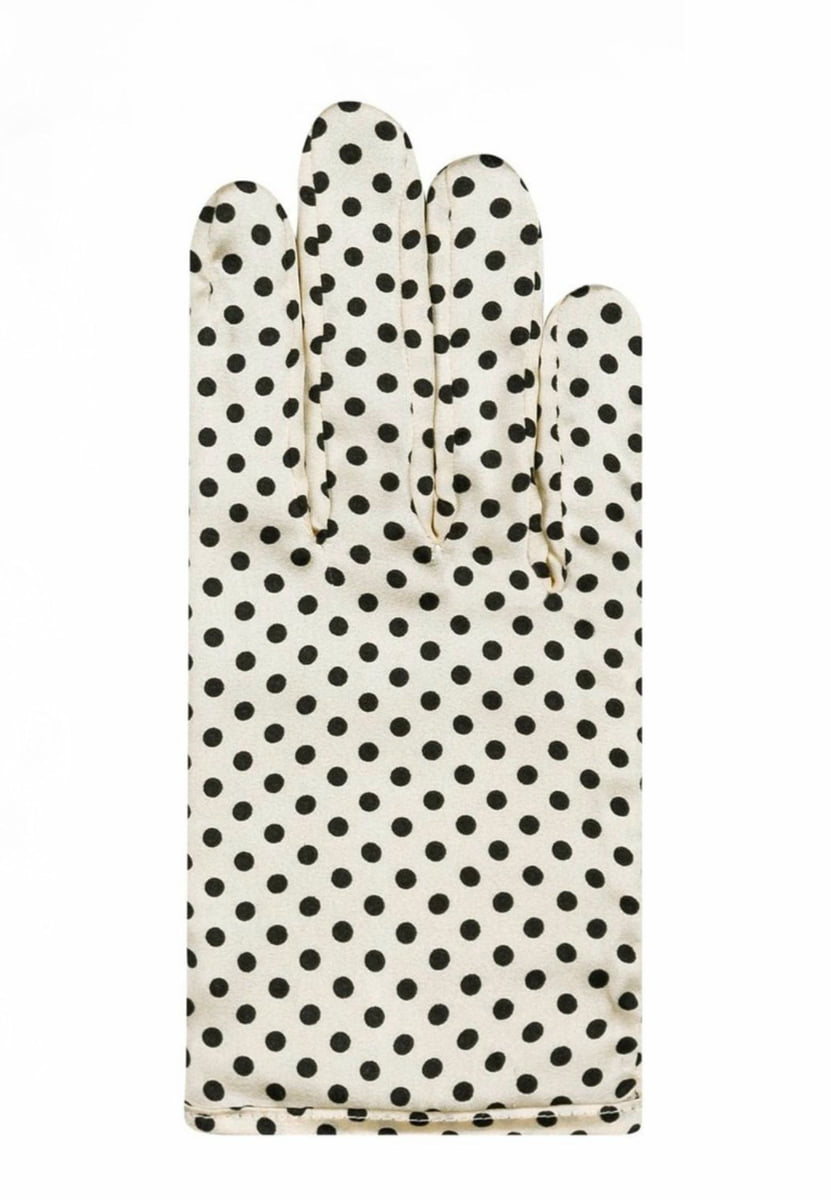 Polka Dots Maske & Handschuh Set - creme black