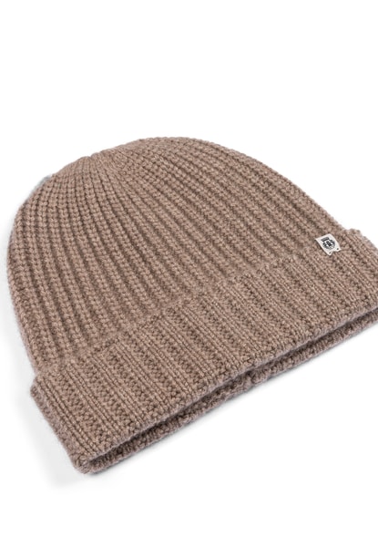 Pure Cashmere Umschlagmuetze  - taupe