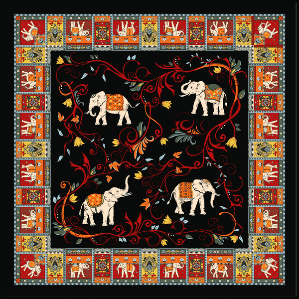 Elephant Celebration 53x53 - black multi