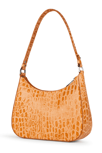 Cleo small Croco silver - safran