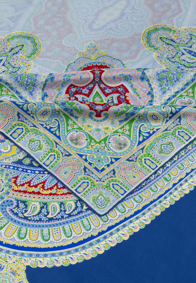 Colorblocking Ornament 140x140 - multi blue