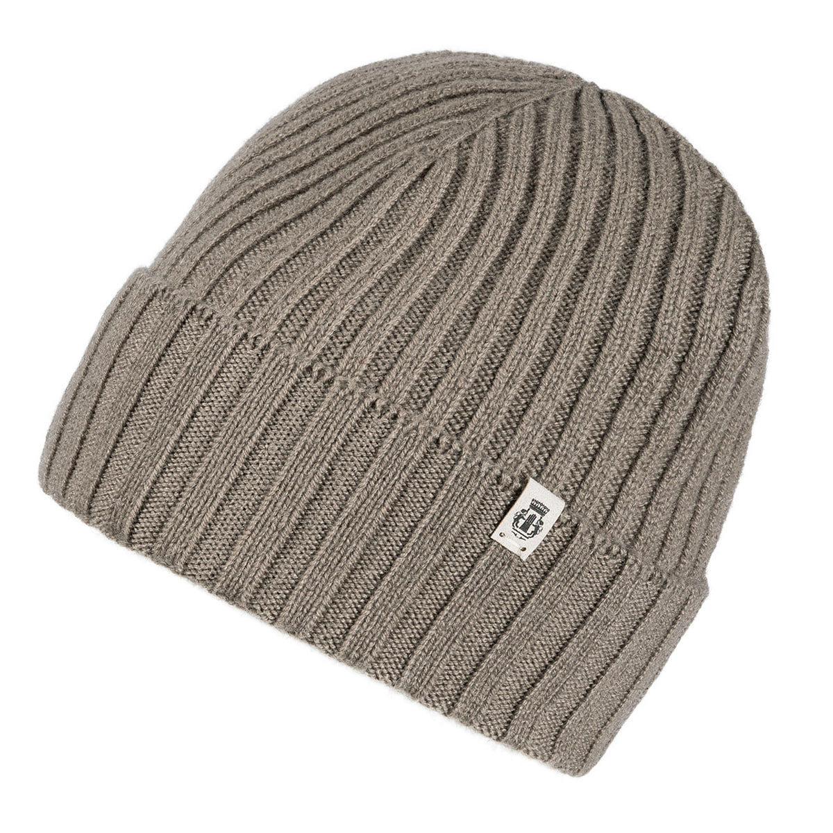 Business Cashmere Muetze mit Umschlag - moss
