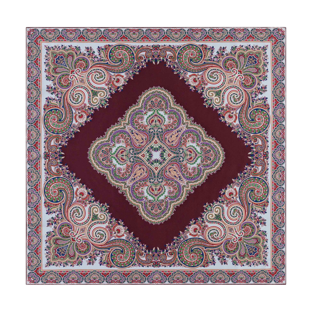 Square Garden Paisley 90x90 - multi wine
