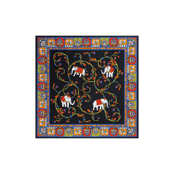 Lucky Elephant 53x53  - black multi