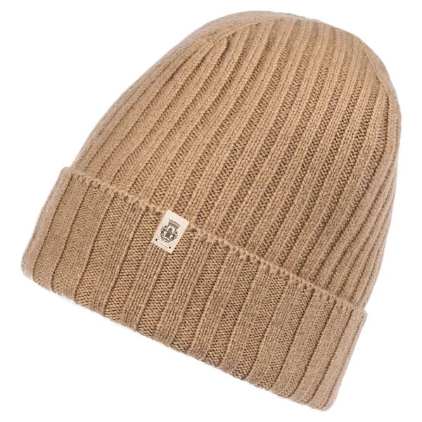 Business Cashmere Muetze mit Umschlag - camel