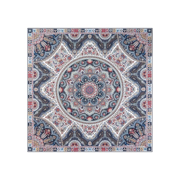 Small Circular Paisley 90x90  - multi blue