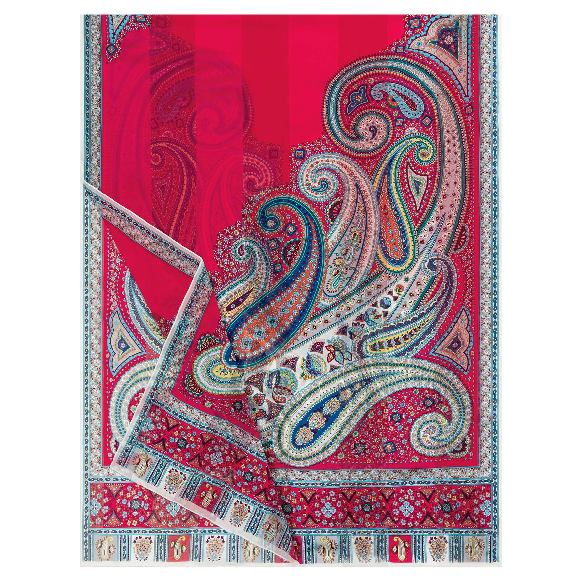 Summer Paisley Scarf 70x180 - multi orchid