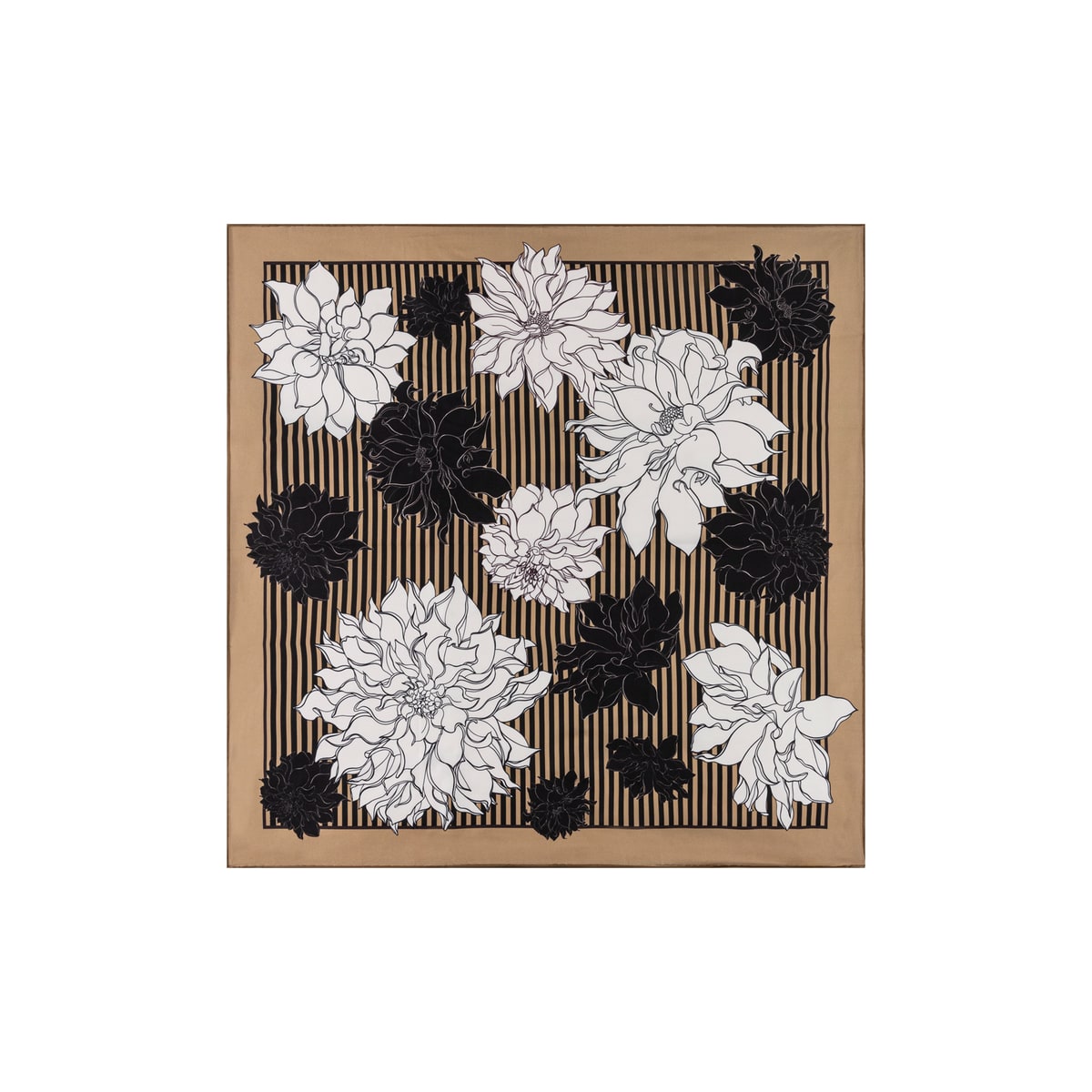 Dahlias & Stripes 64x64 - beige