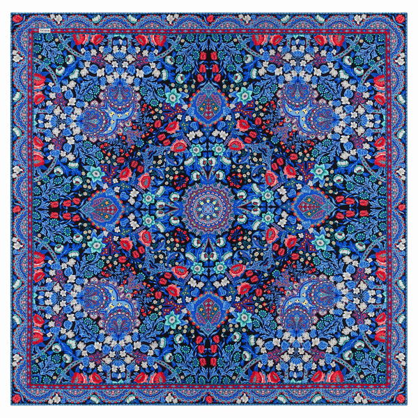 Tapestry Flowers 140x140 - multi navy