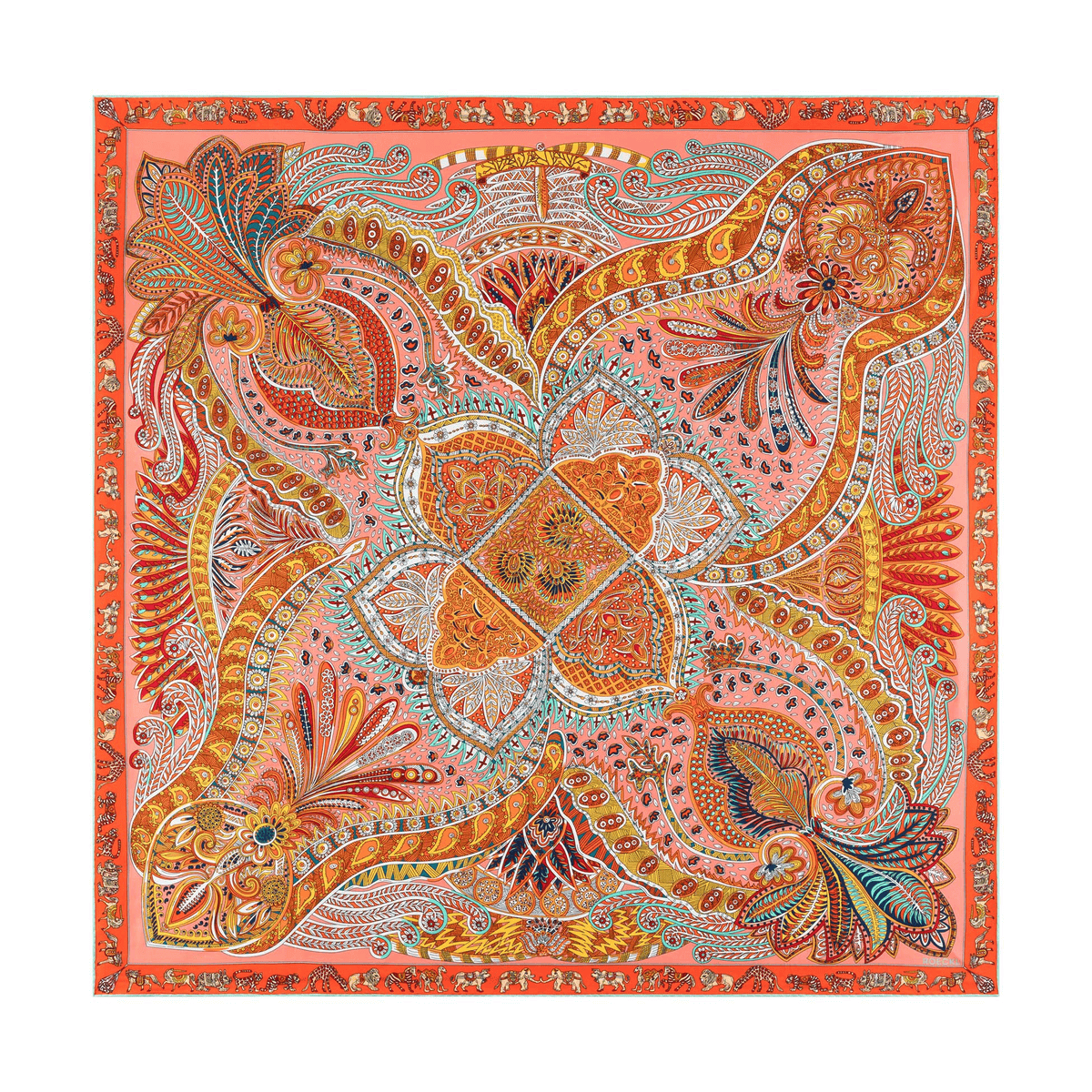 Vibrant Paisley 90x90  - multi tangerine