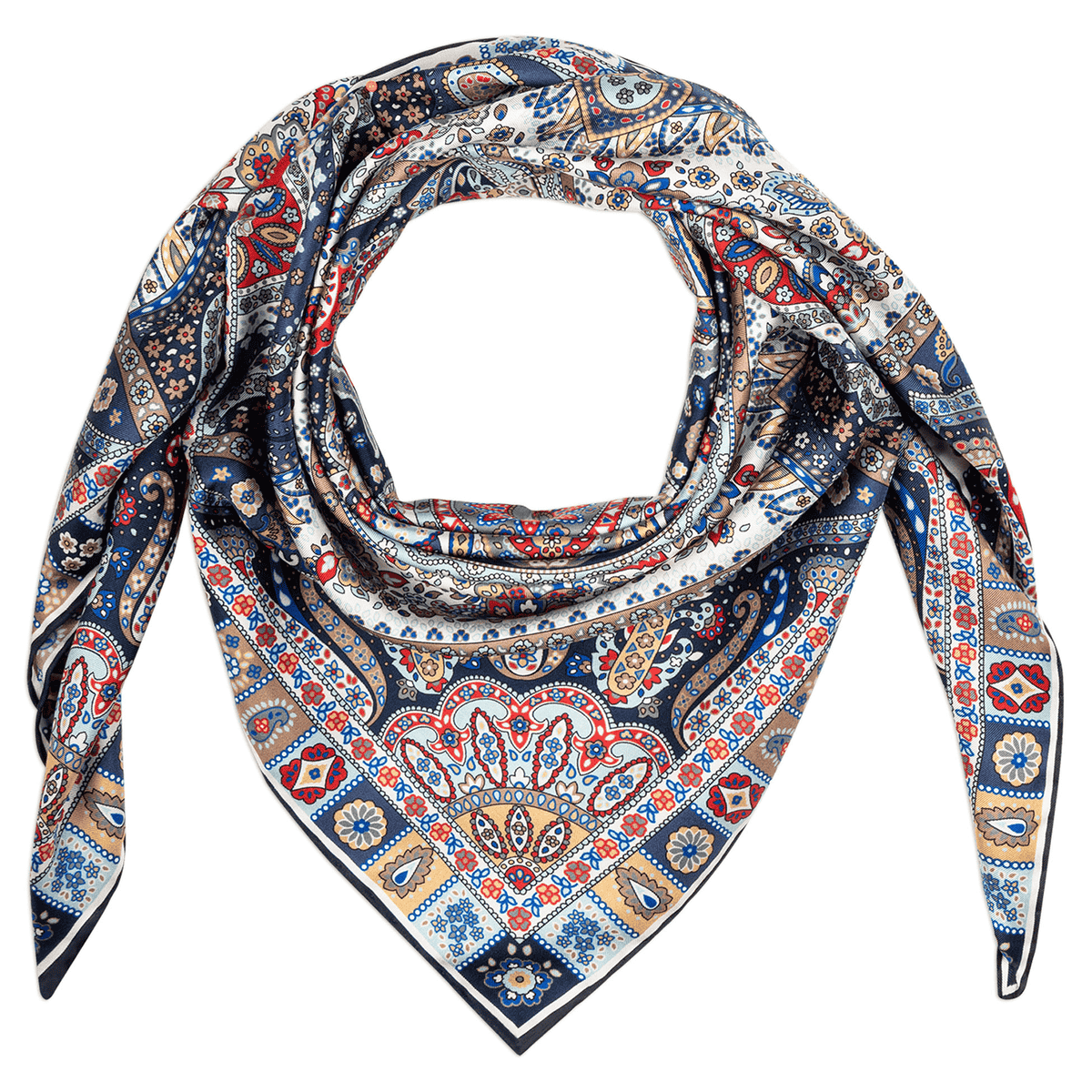 Small Circular Paisley 90x90 - multi blue