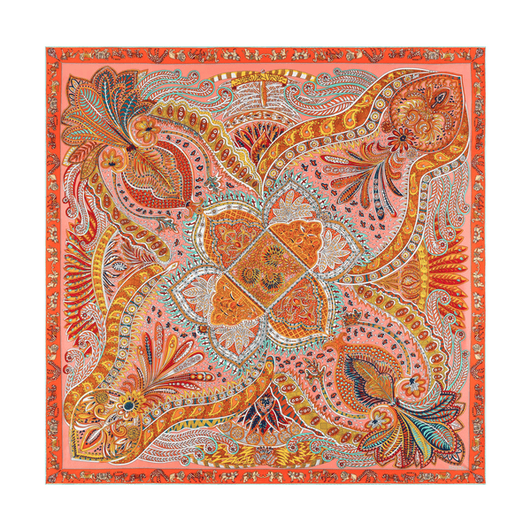 Vibrant Paisley 90x90 - multi tangerine