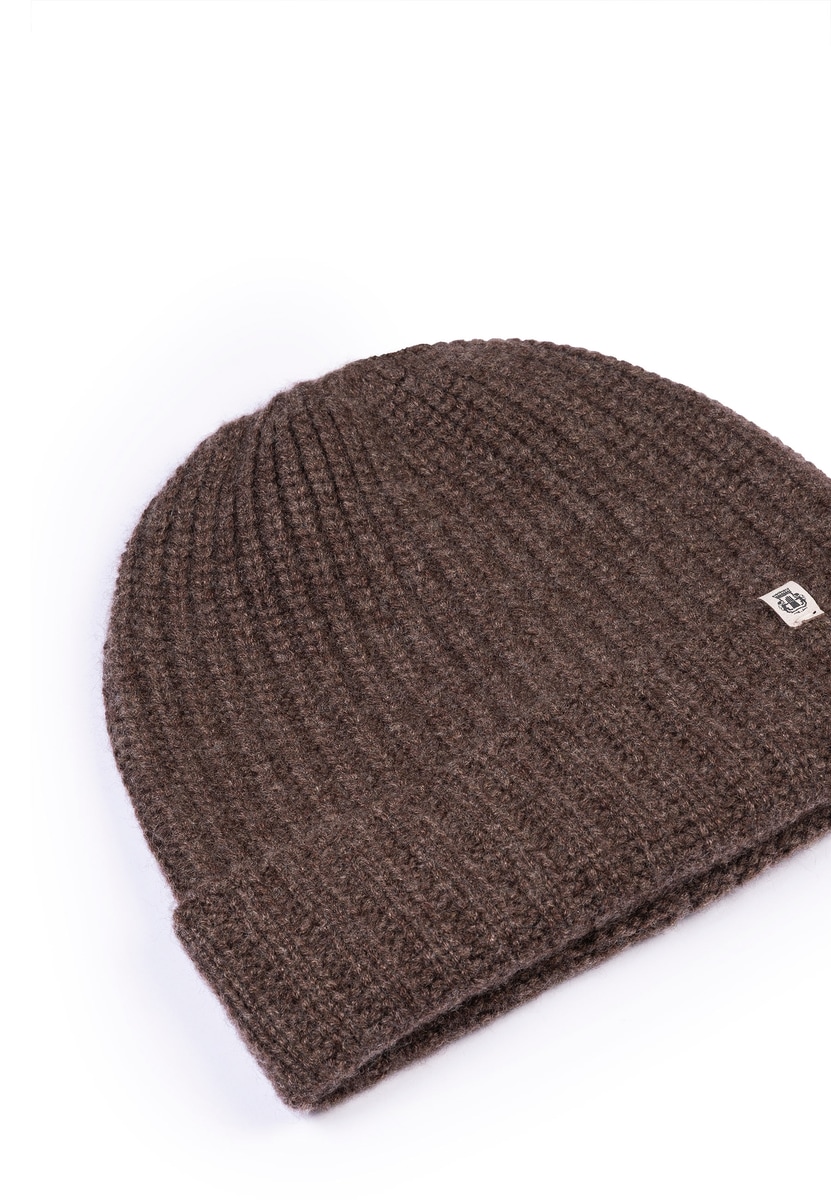 Pure Cashmere Umschlagmuetze - coffee
