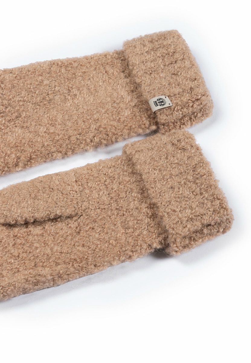Classic Bouclé Fäustlinge - camel