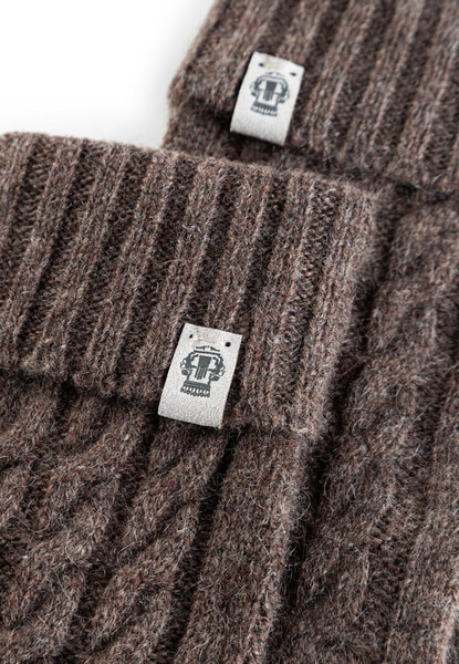 Cabled Charm Strickhandschuhe - coffee