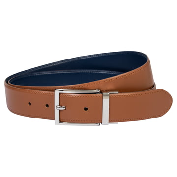 Luca reversible 3,5cm - cognac/navy