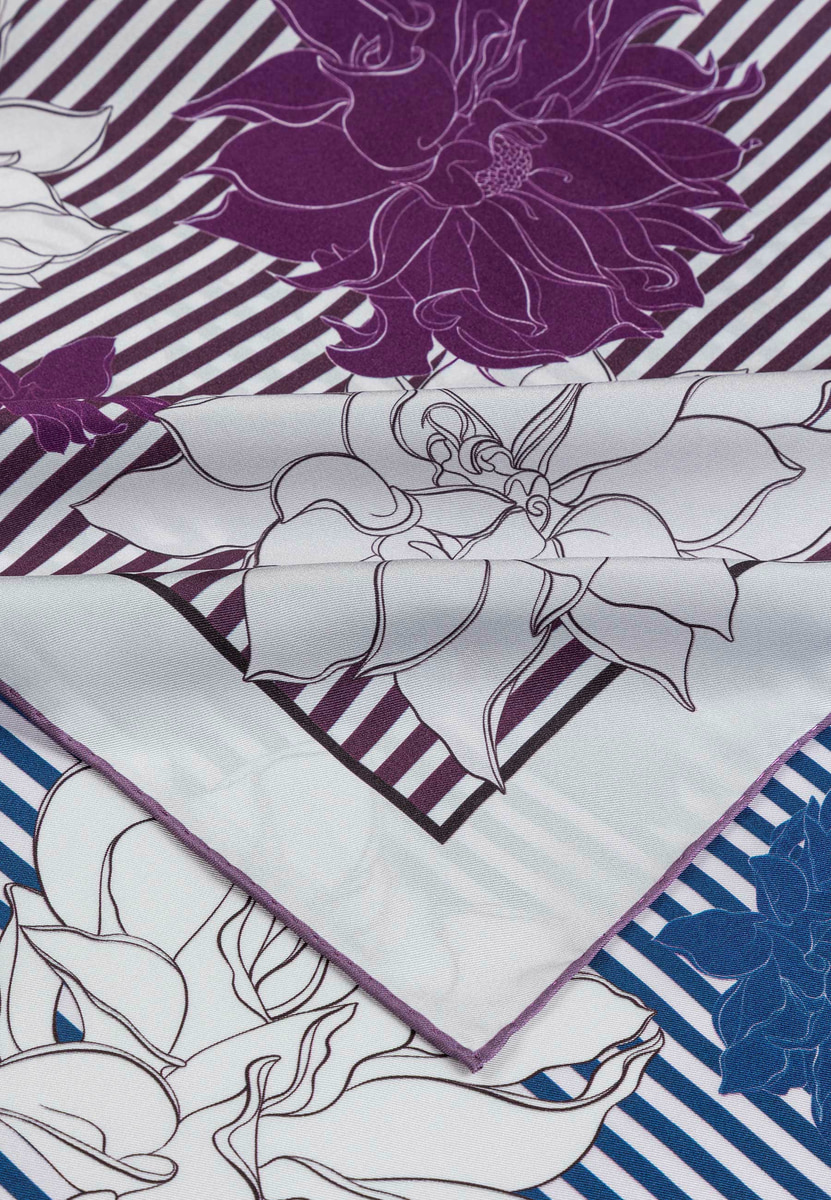 Dahlias & Stripes 64x64 - burgundy