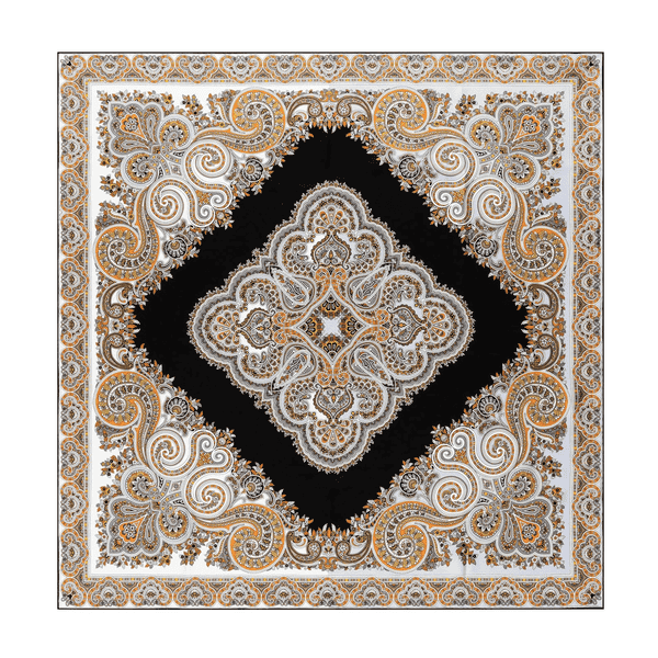Square Garden Paisley 90x90 - white/black