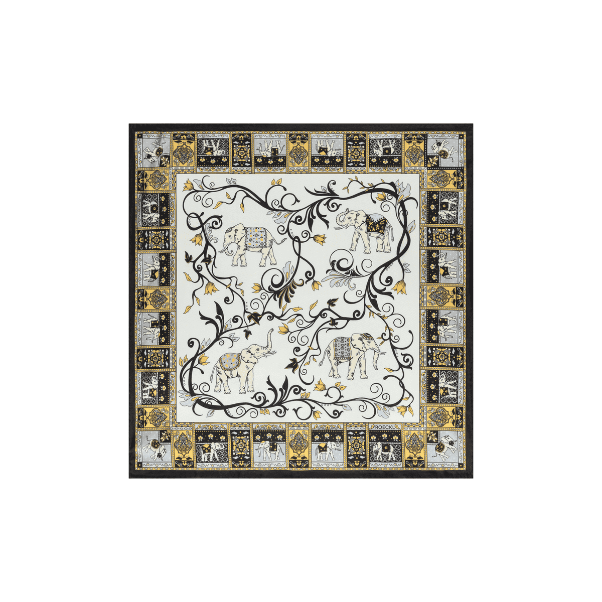 Lucky Elephant 53x53  - white/black