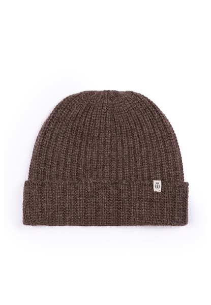 Pure Cashmere Umschlagmuetze - coffee