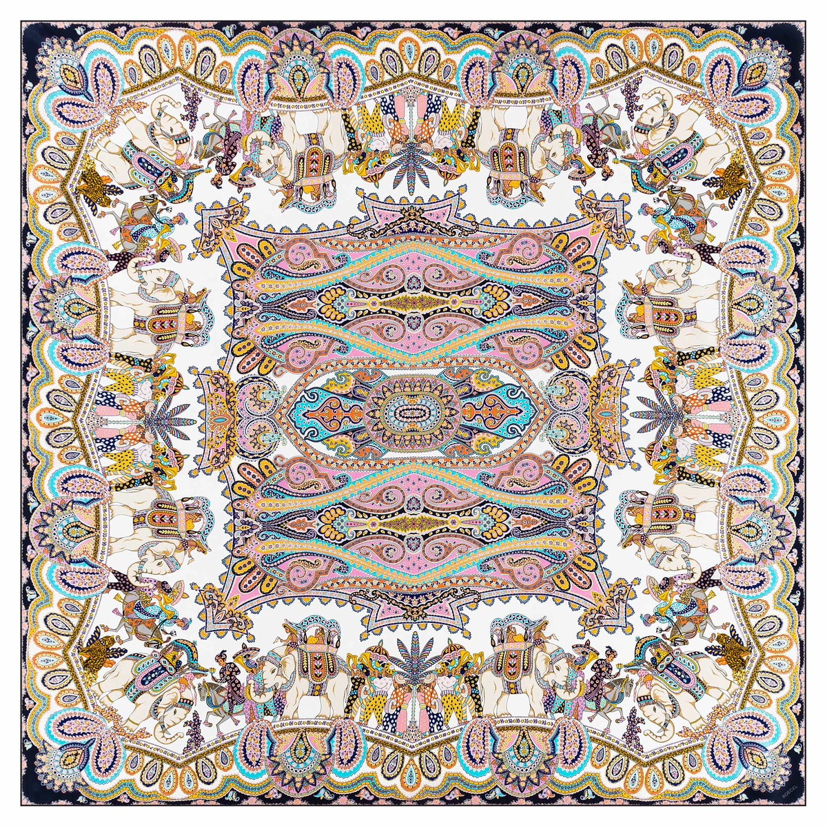 Elephant Parade Silk 140x140 - multi bleu