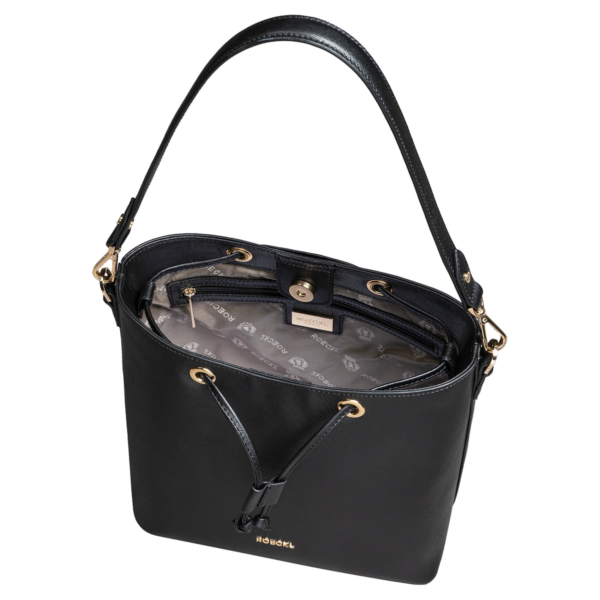 Pitti Saffiano shoulder bag medium  - black
