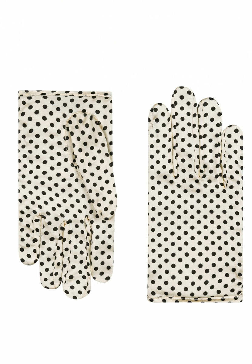 Polka Dots Maske & Handschuh Set - creme black