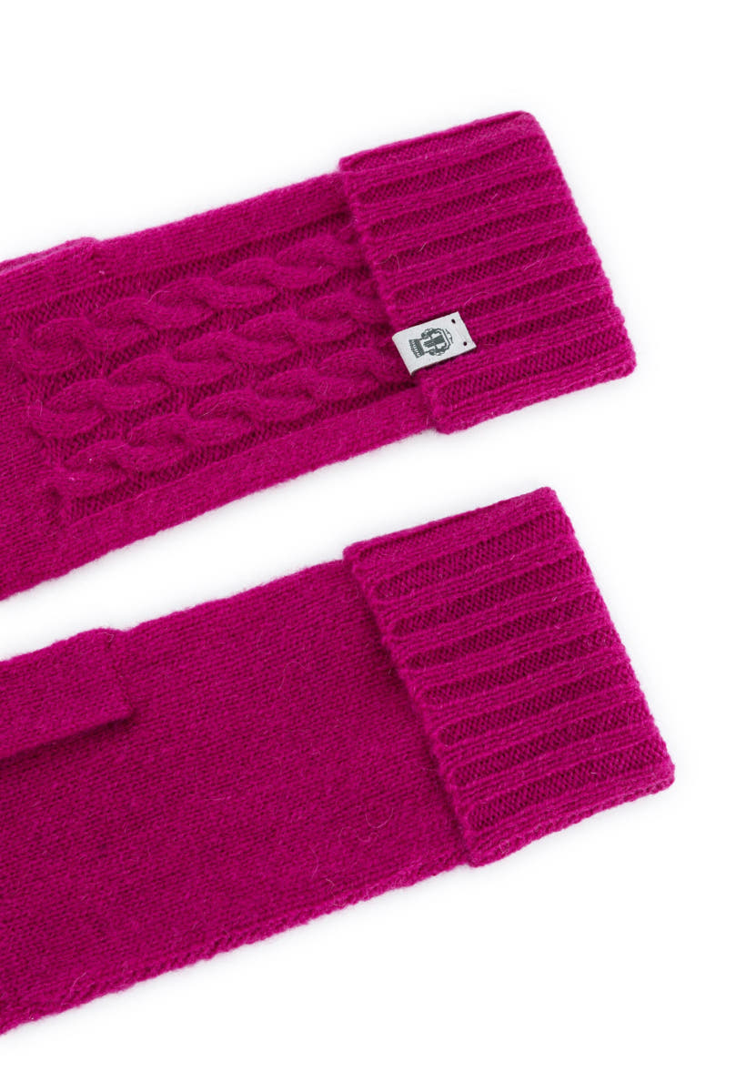 Cabled Charm Strickhandschuhe  - berry