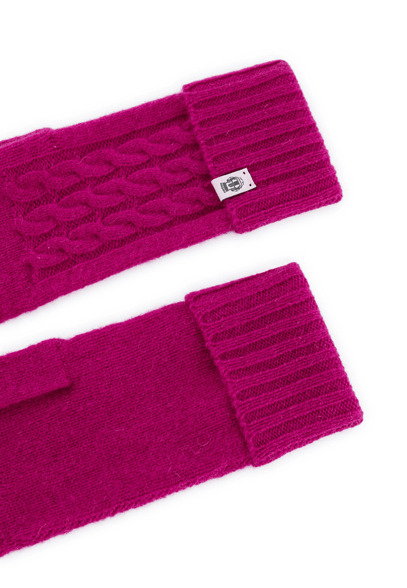 Cabled Charm Strickhandschuhe - berry