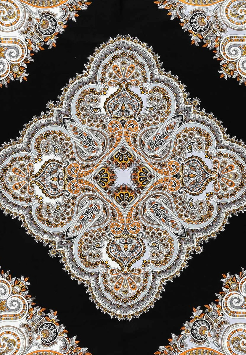 Square Garden Paisley 90x90 - white/black