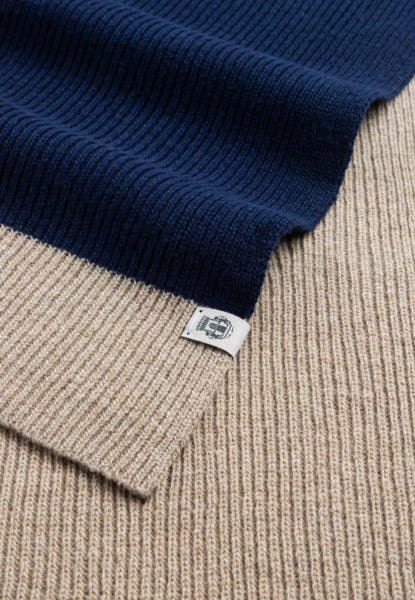 Two Side Knit Schal 35x180 - navy/beige