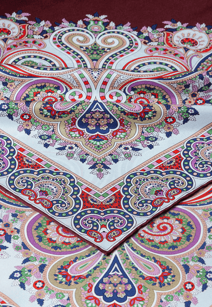 Square Garden Paisley 90x90 - multi wine